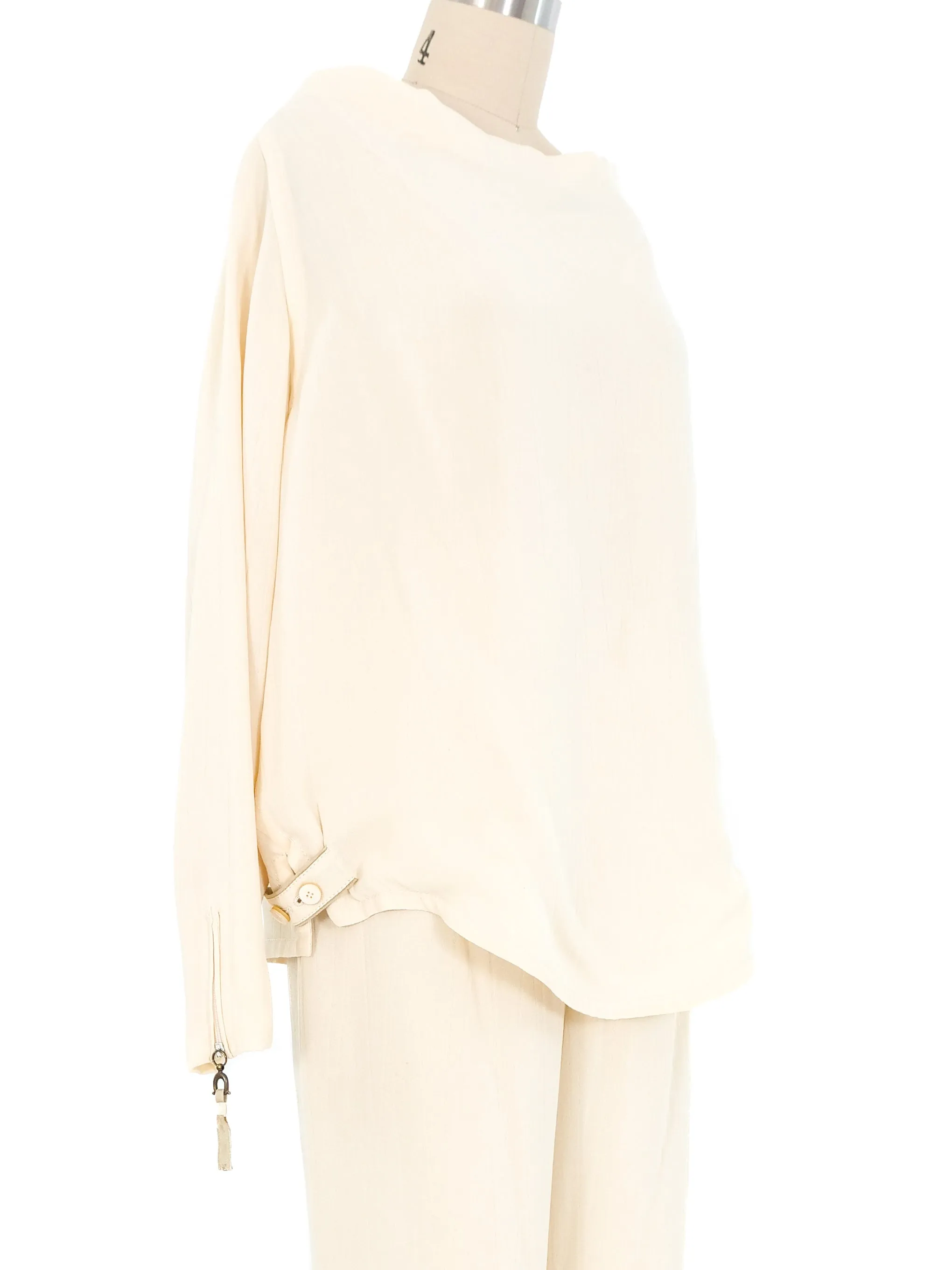 Gianfranco Ferre Ivory Chiffon Pant Ensemble