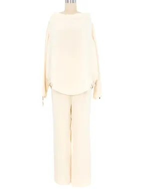 Gianfranco Ferre Ivory Chiffon Pant Ensemble