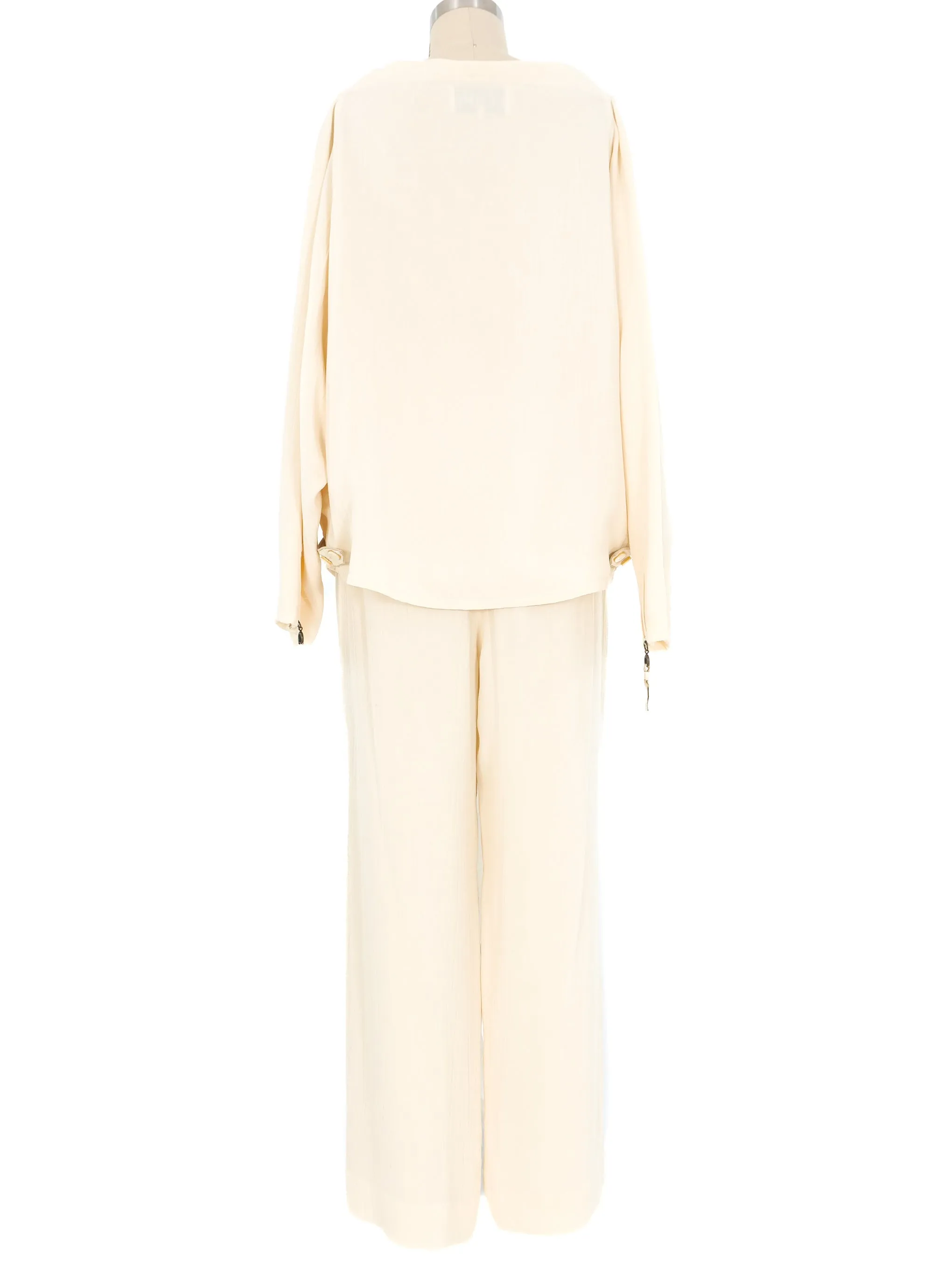 Gianfranco Ferre Ivory Chiffon Pant Ensemble