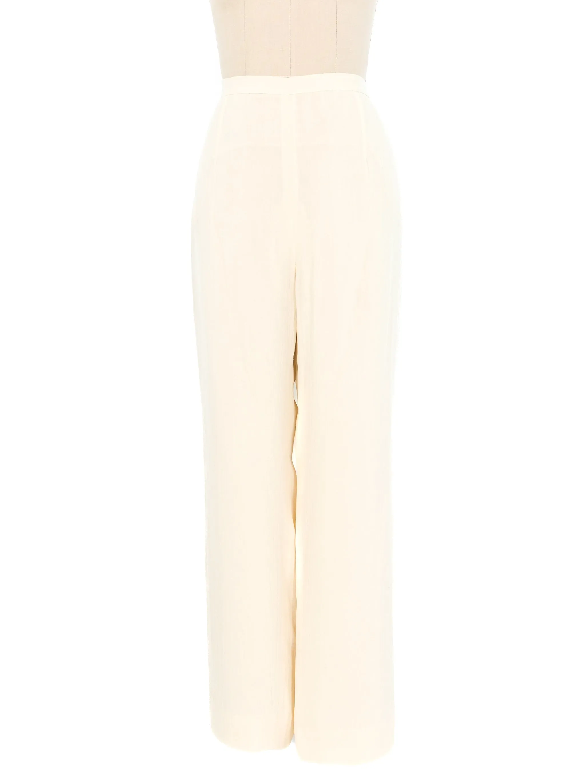 Gianfranco Ferre Ivory Chiffon Pant Ensemble