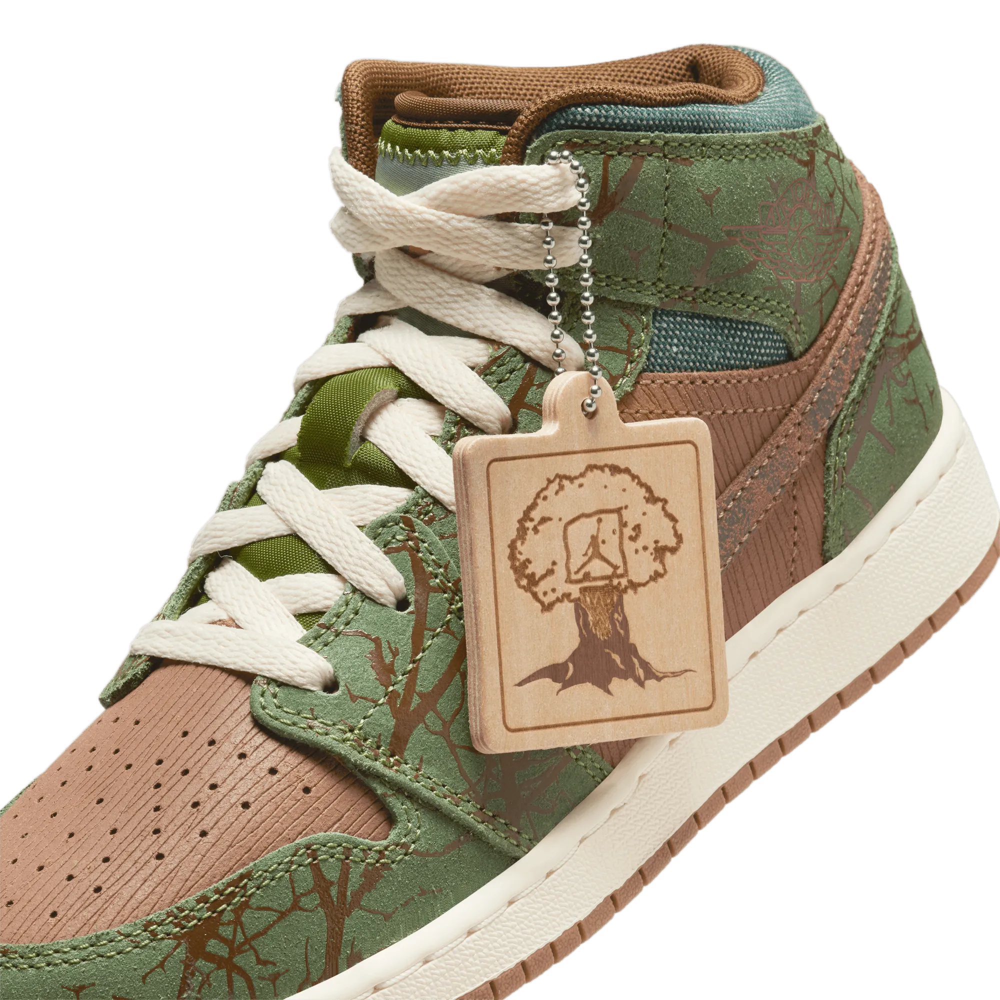 Gradeschool Jordan 1 Mid Sneaker School (GS) - Archaeo Brown/Light Olive/Treeline