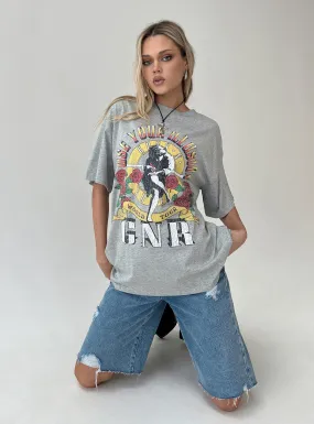 Guns & Roses Illusion Oversized Tee Grey