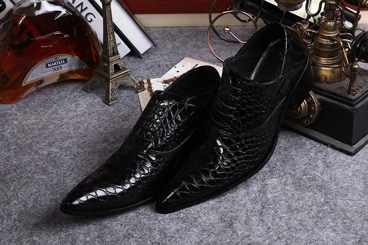 Handmade Men's Leather High Heels Pointed Toe Nightclub Dress Shoes