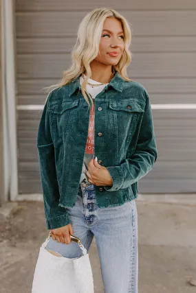 Hayride Honey Corduroy Jacket in Hunter Green