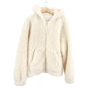 Helmut Lang Ivory Shearling Zip hoodie Jacket - S