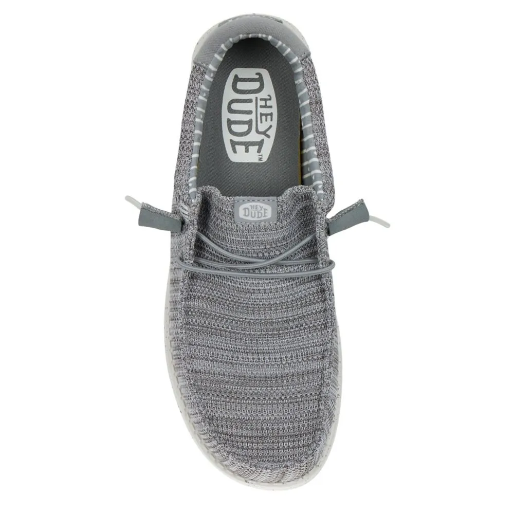 HEYDUDE  MENS WALLY KNIT SLIP ON SNEAKER