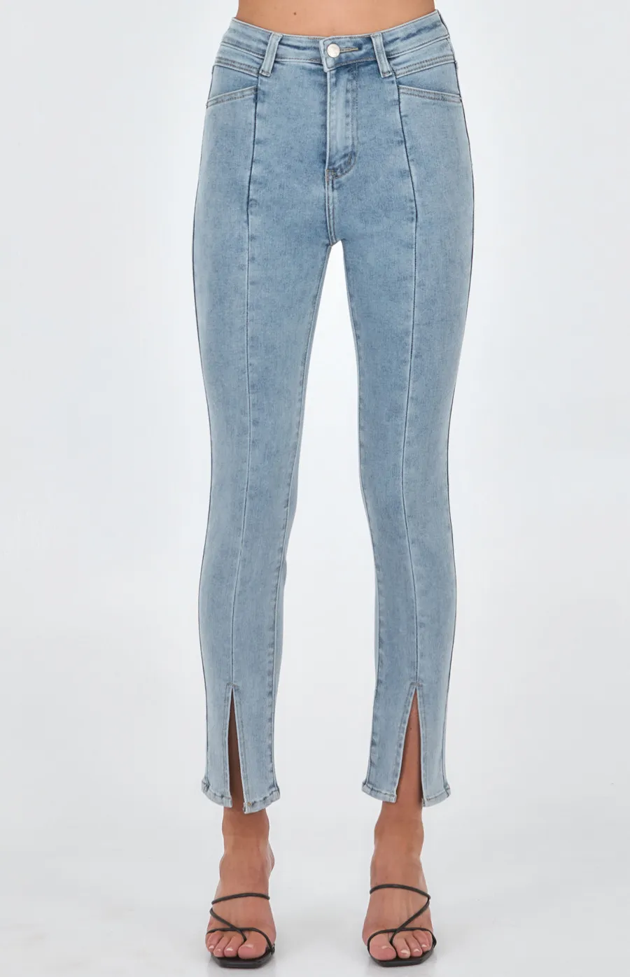 High Waist Denim with Seam and Split Detail (SDM110)