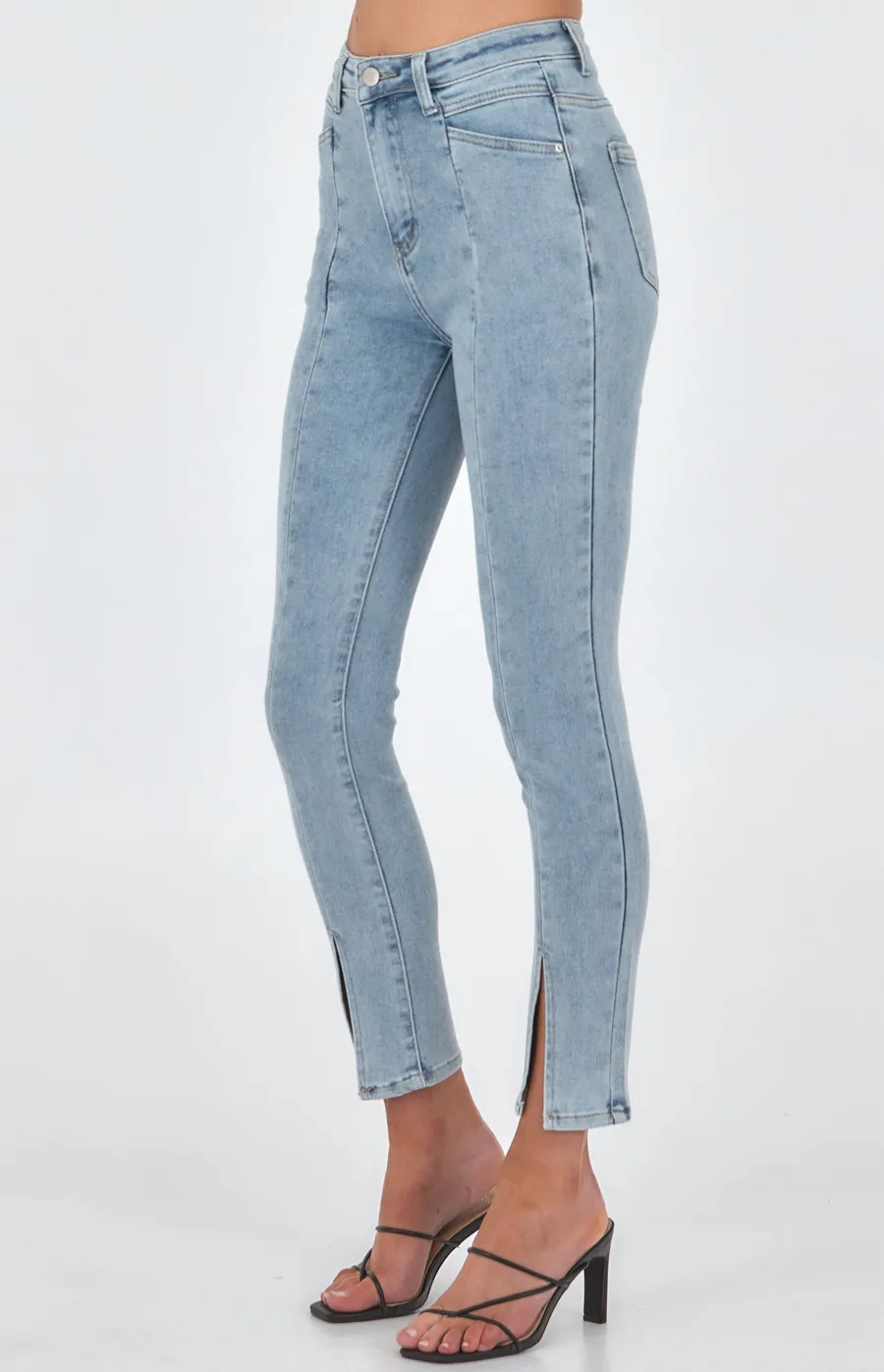 High Waist Denim with Seam and Split Detail (SDM110)