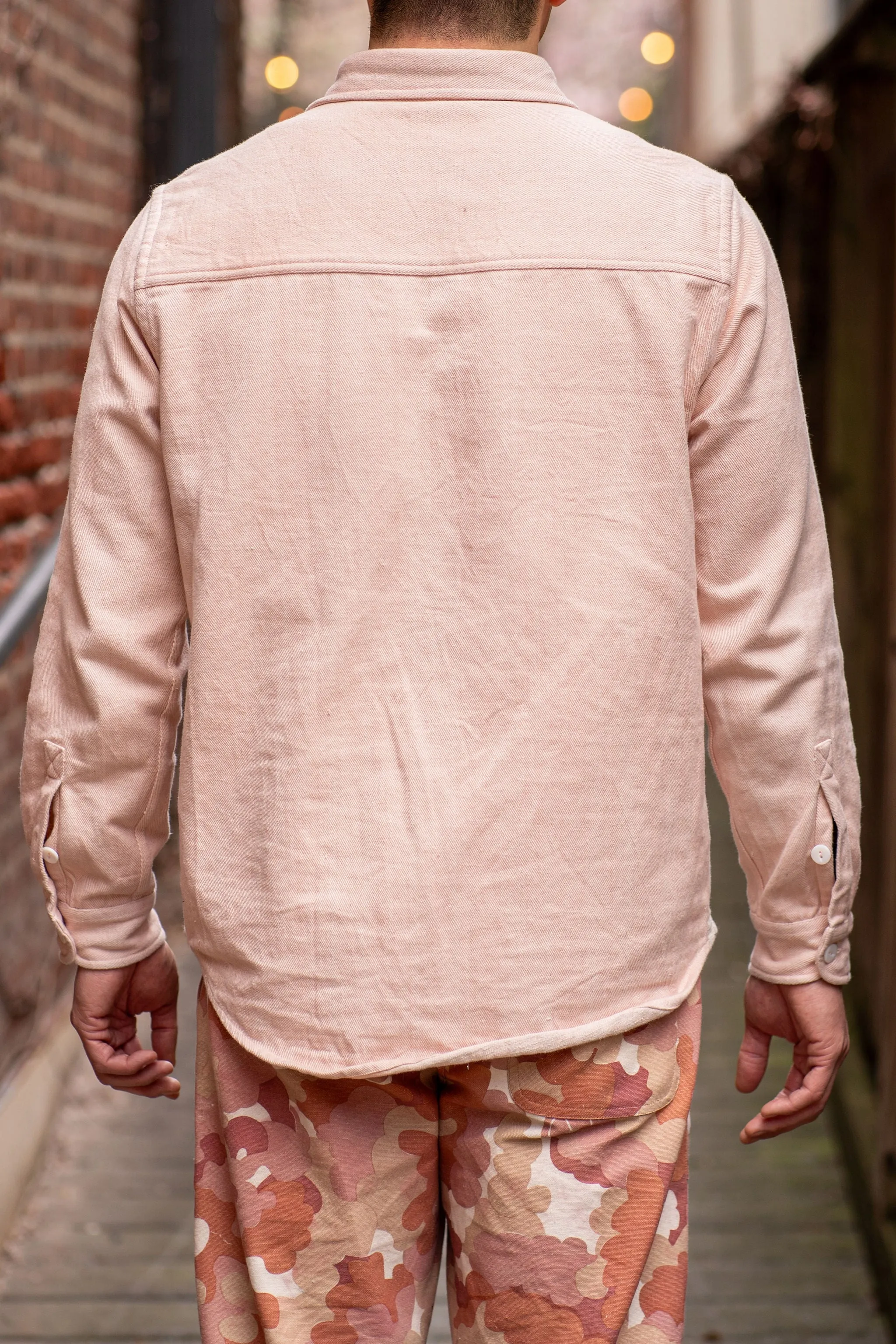 Indi + Ash LS Ames Workshirt - Sappanwood Pink Handwoven Denim