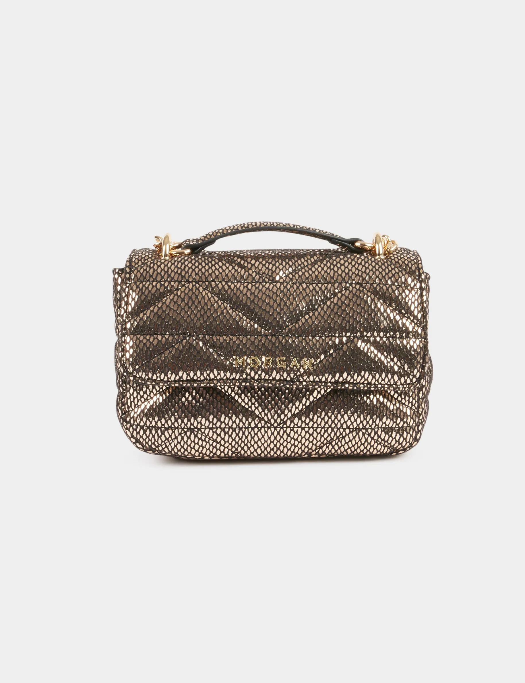 Iridescent quilted clutch bag gold women