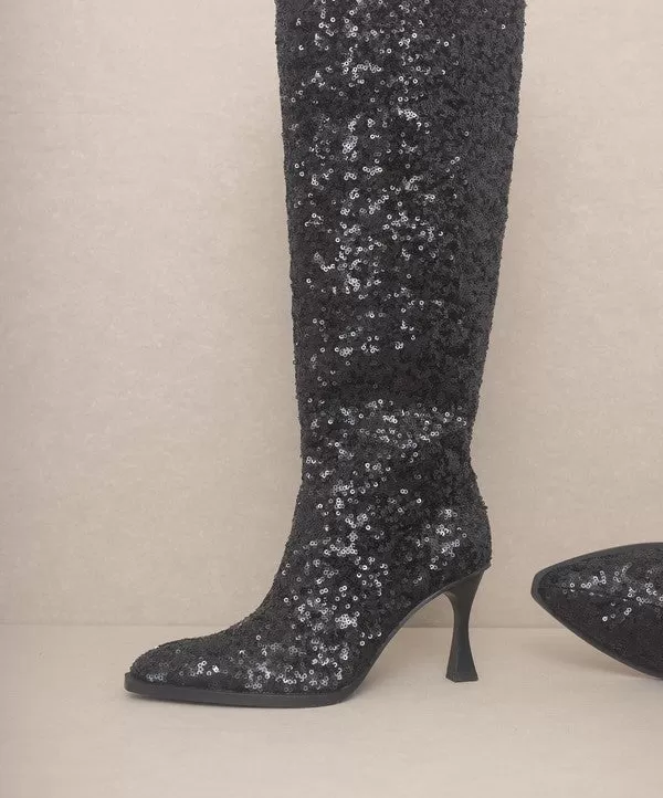 Jewel Disco Knee High Sequin Boots