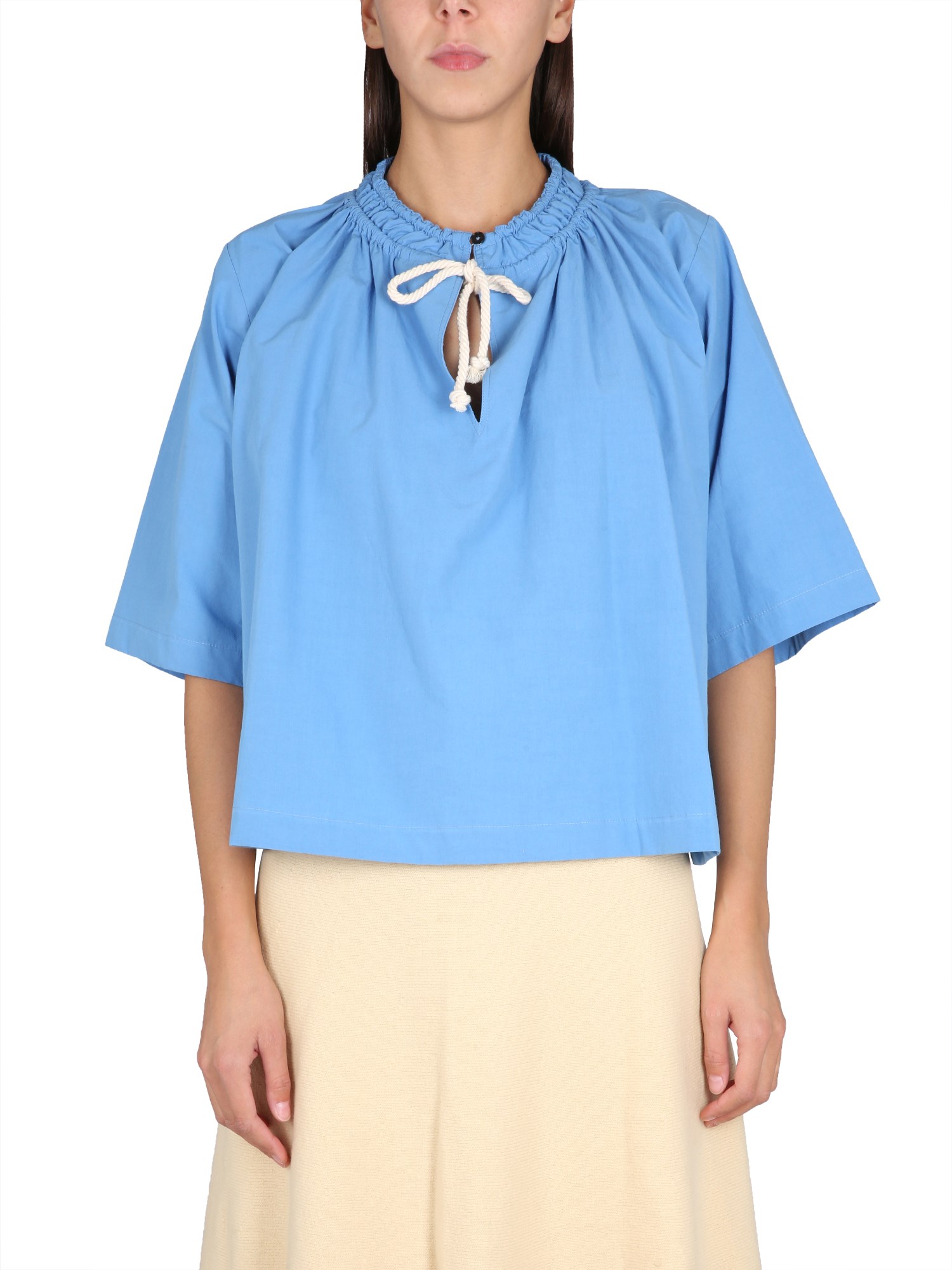 JIL SANDER    COTTON DRAWSTRING TOP