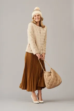 Josette Faux Fur Coat In Beige