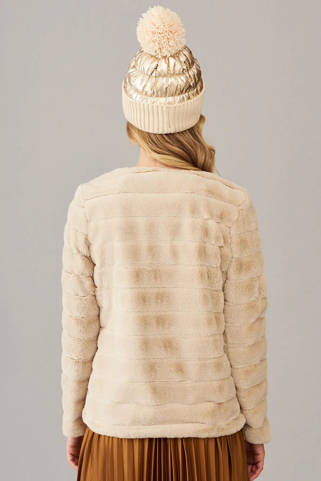 Josette Faux Fur Coat In Beige