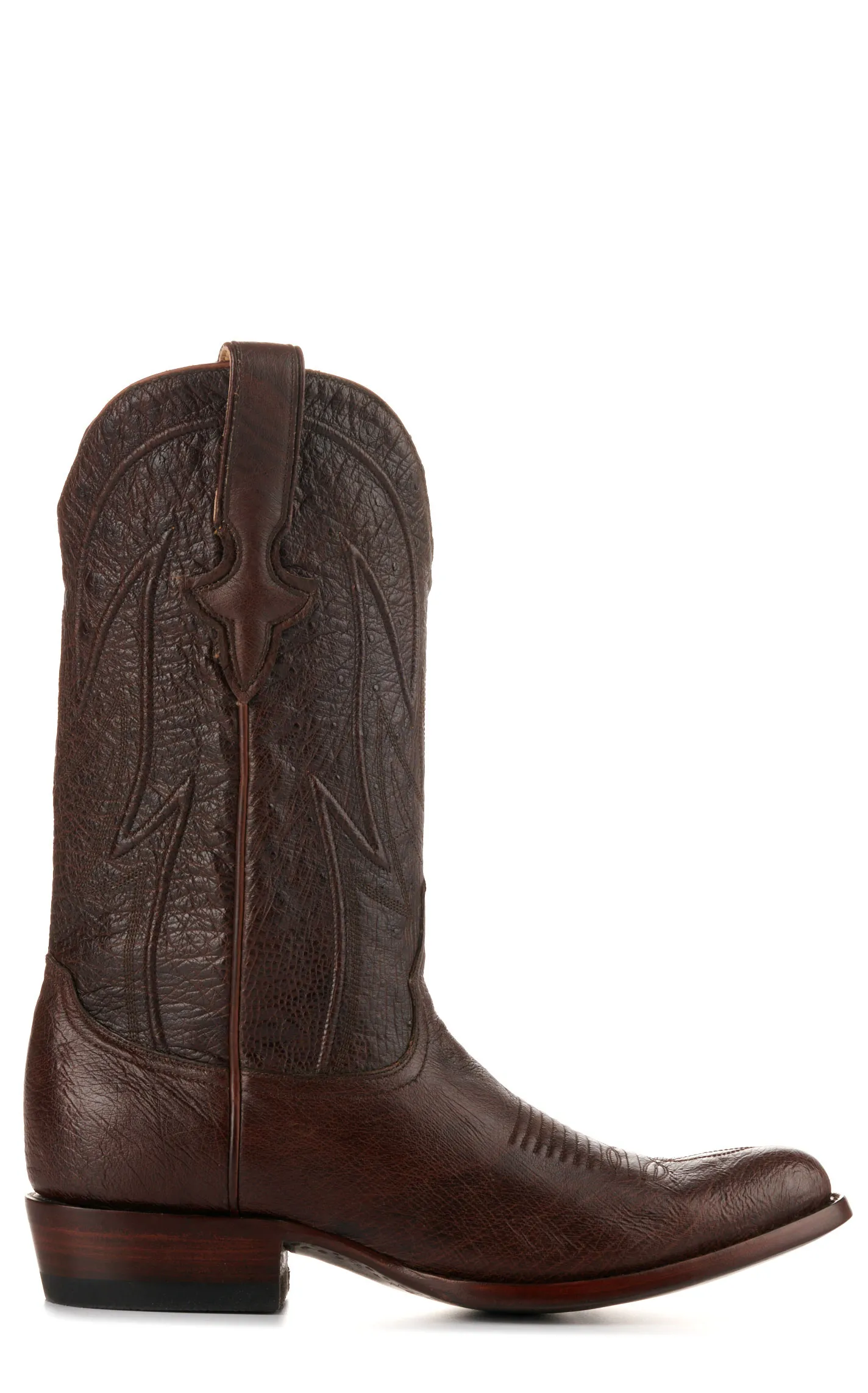 JRC & Sons Men's Cooper Smooth Quill Ostrich Round Toe Exotic Cowboy Boot in Antique Chocolate