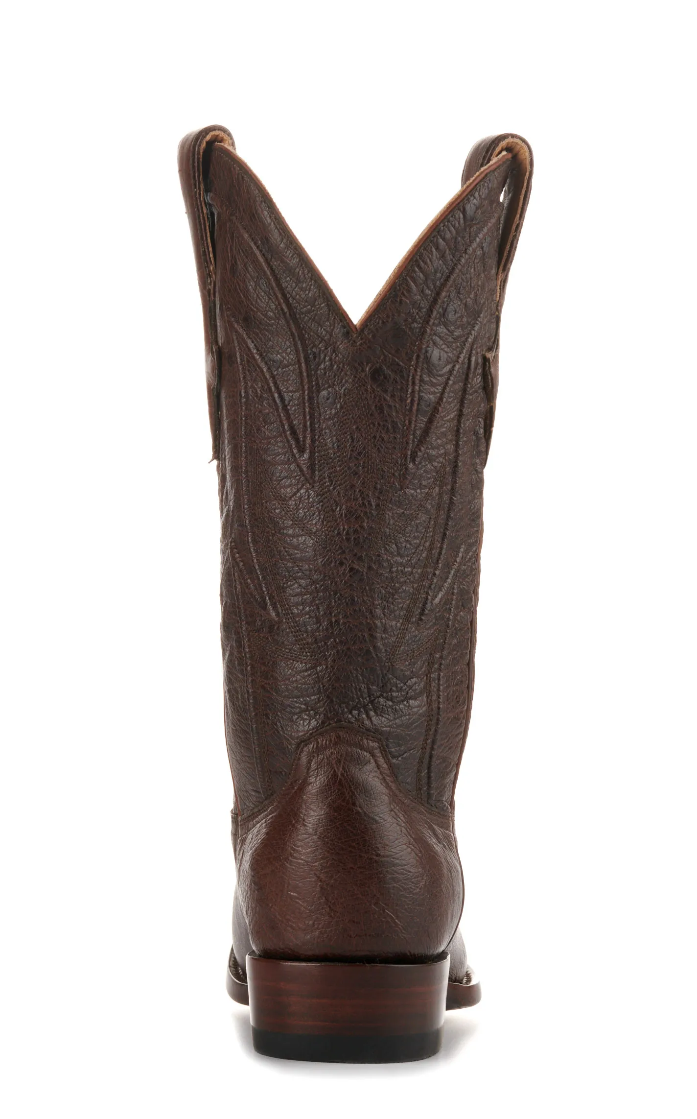 JRC & Sons Men's Cooper Smooth Quill Ostrich Round Toe Exotic Cowboy Boot in Antique Chocolate