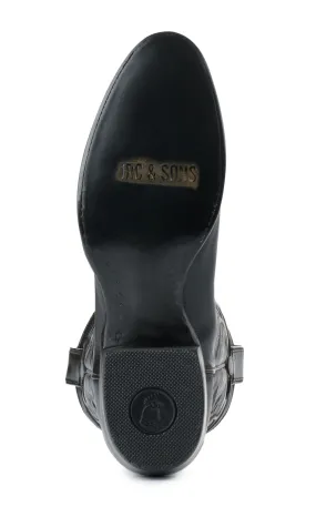 JRC & Sons Men's Creed Domingo Goat Round Toe Cowboy Boot in Black