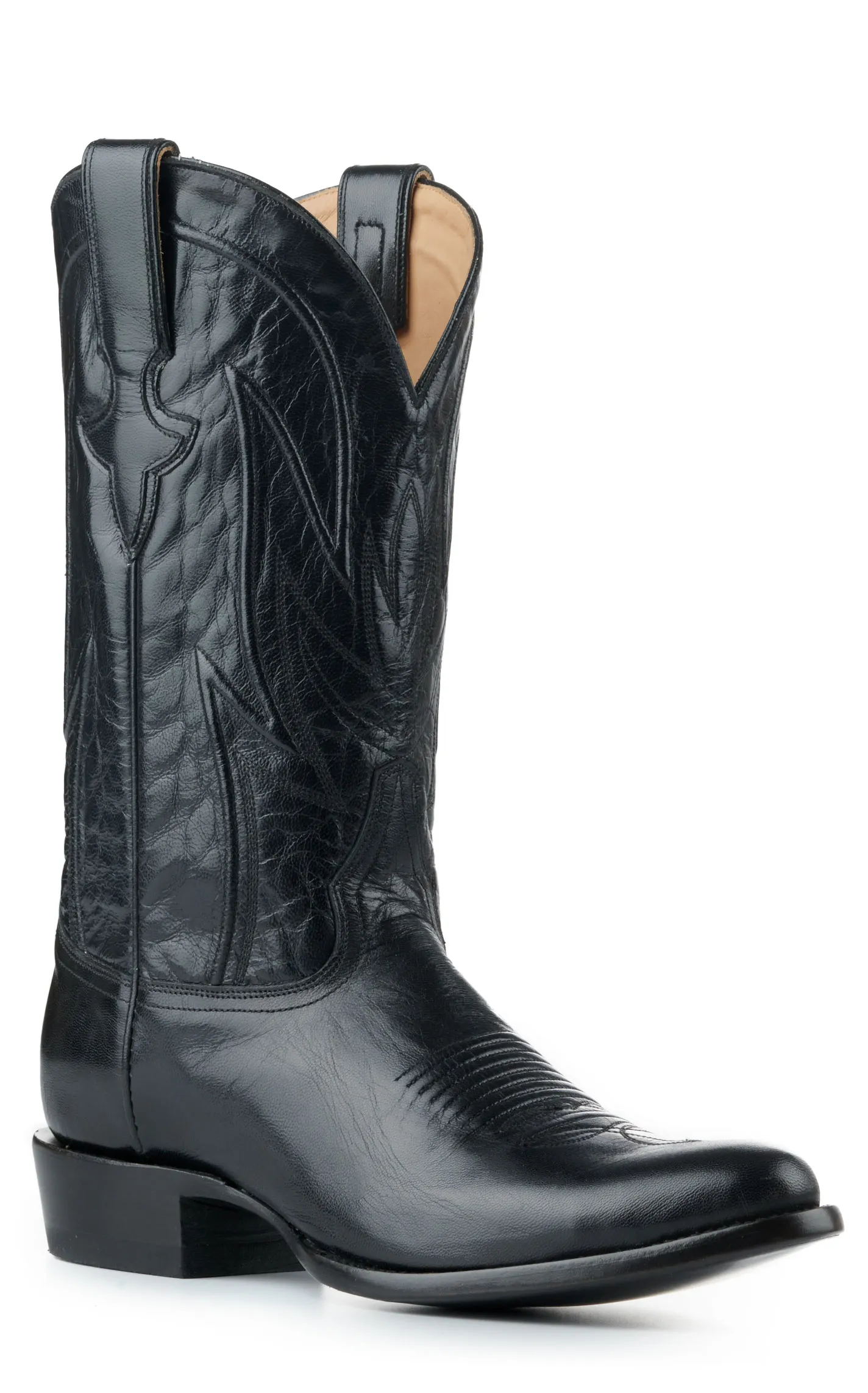 JRC & Sons Men's Creed Domingo Goat Round Toe Cowboy Boot in Black