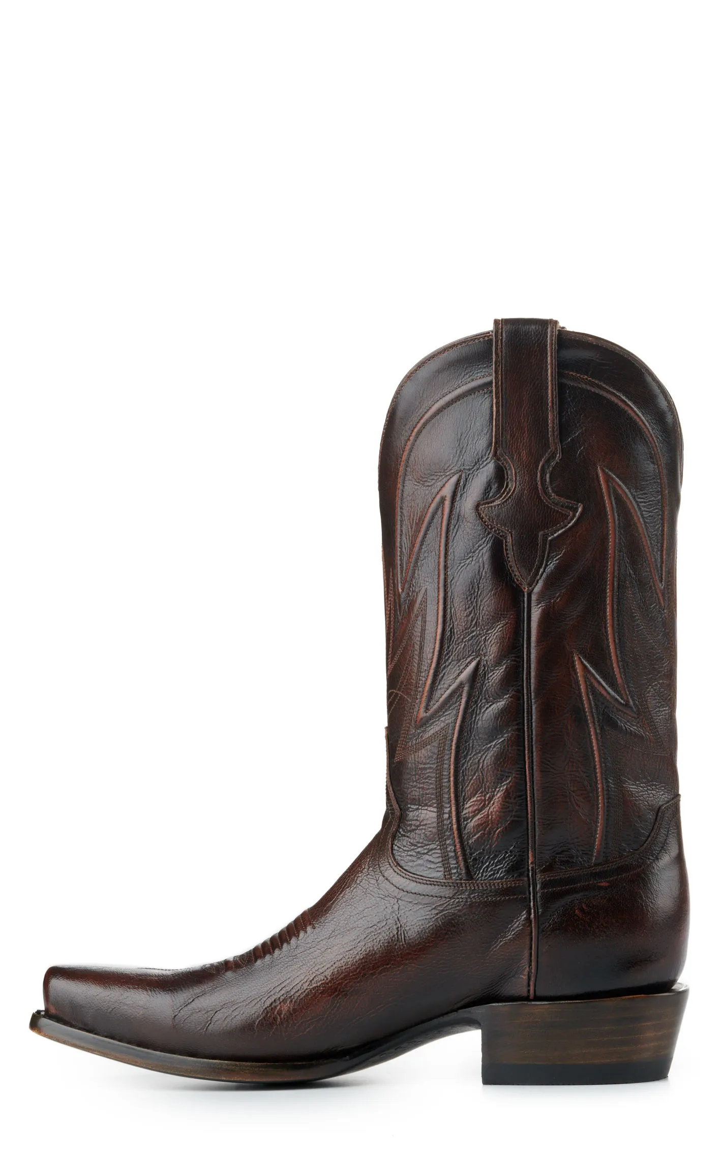 JRC & Sons Men's Wyatt Brush Off Goat Punchy Square Toe Cowboy Boot in Chocolate