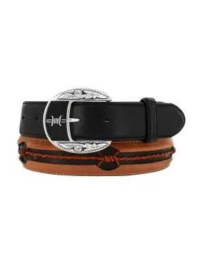 Justin C10813 Mens Fenced In Belt Aged Bark And Black