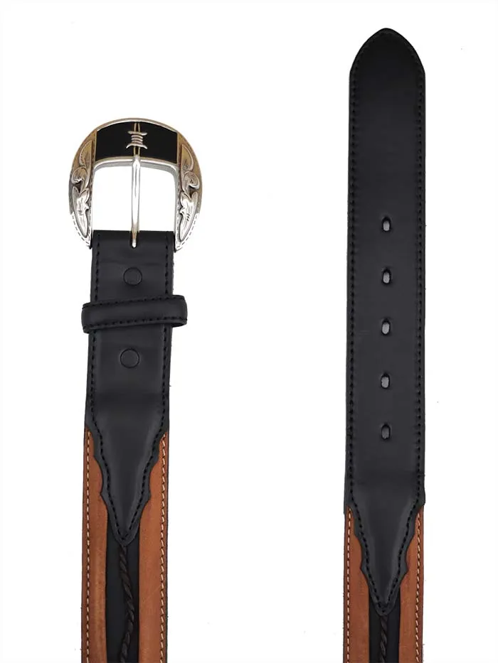 Justin C10813 Mens Fenced In Belt Aged Bark And Black