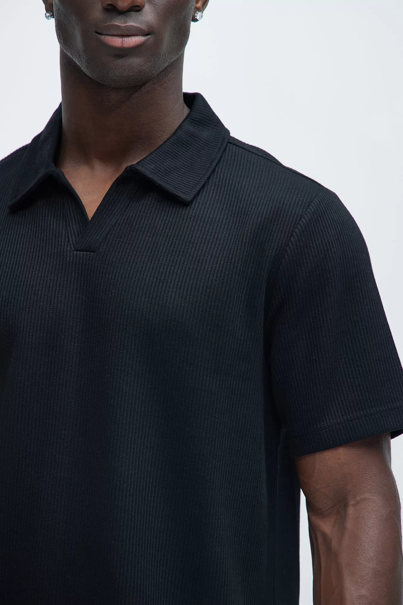 Kalel Textured Short Sleeve Polo - Black