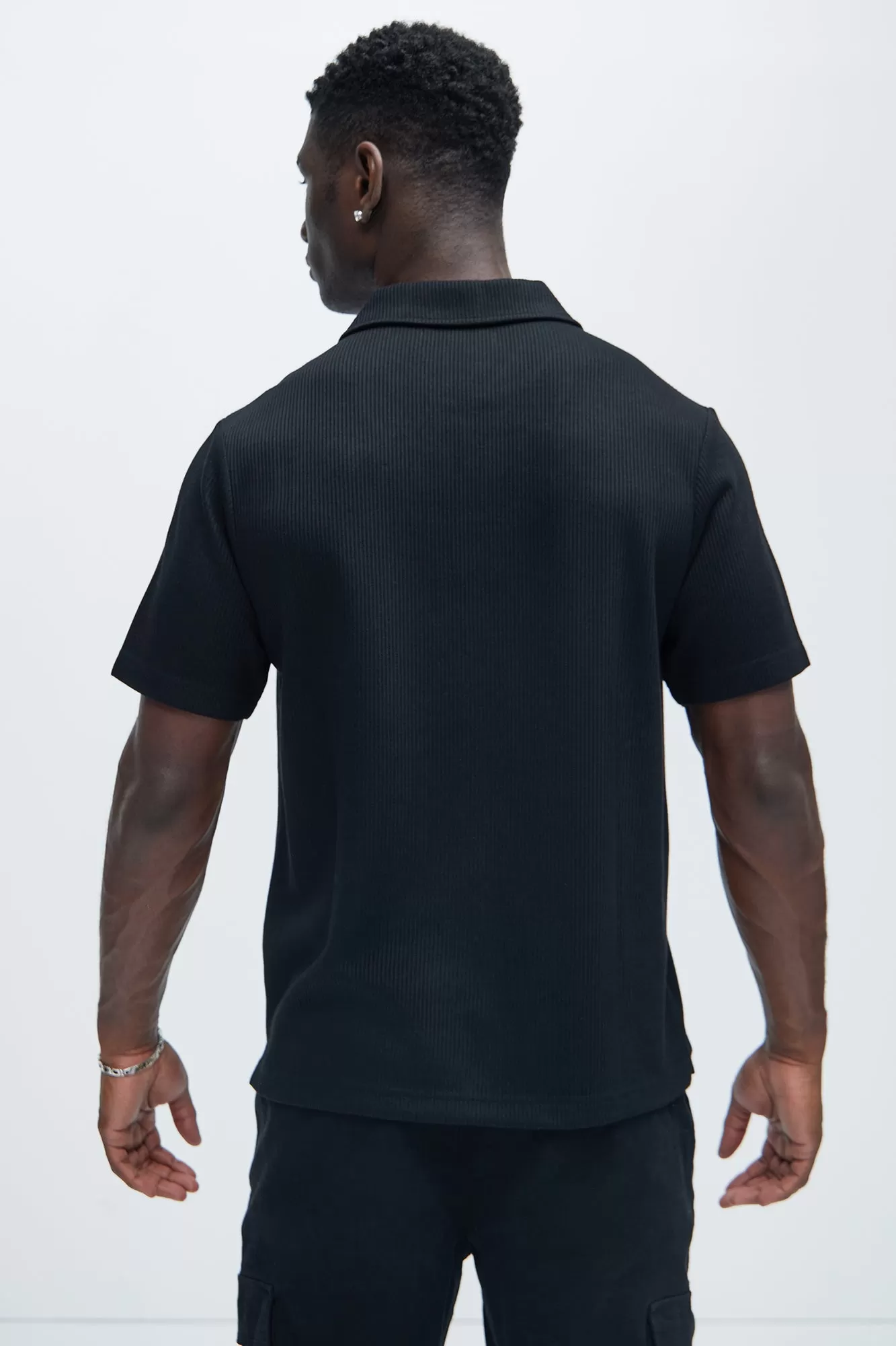 Kalel Textured Short Sleeve Polo - Black