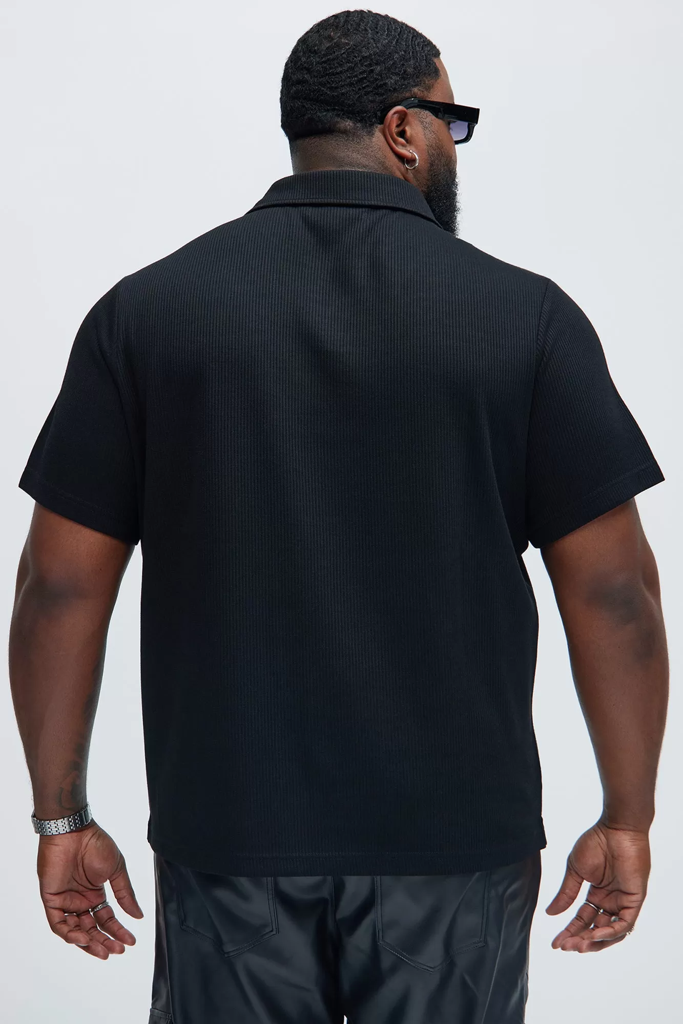 Kalel Textured Short Sleeve Polo - Black