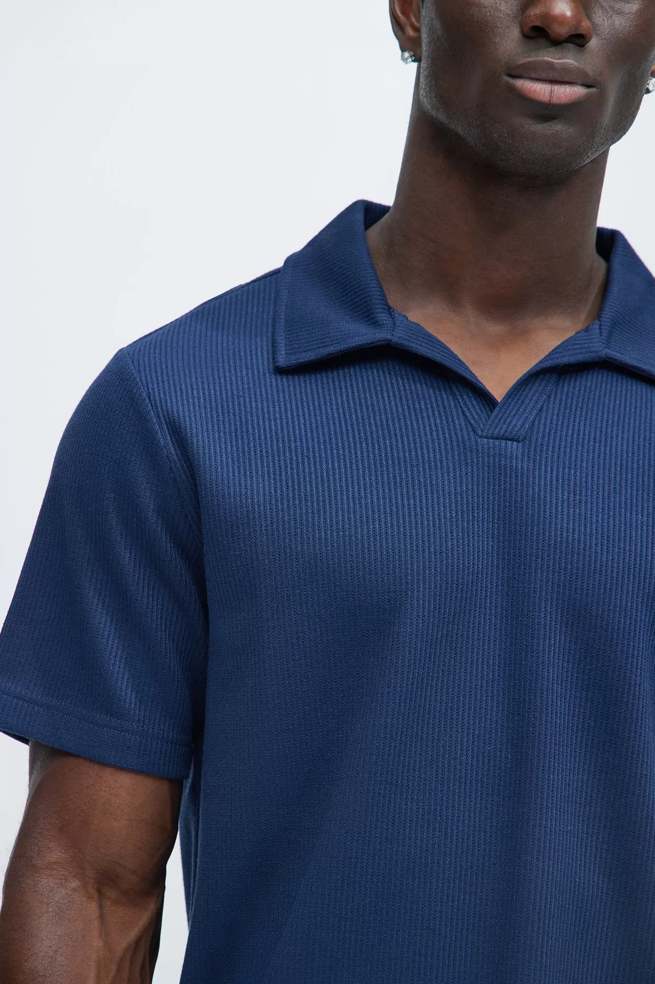 Kalel Textured Short Sleeve Polo - Navy