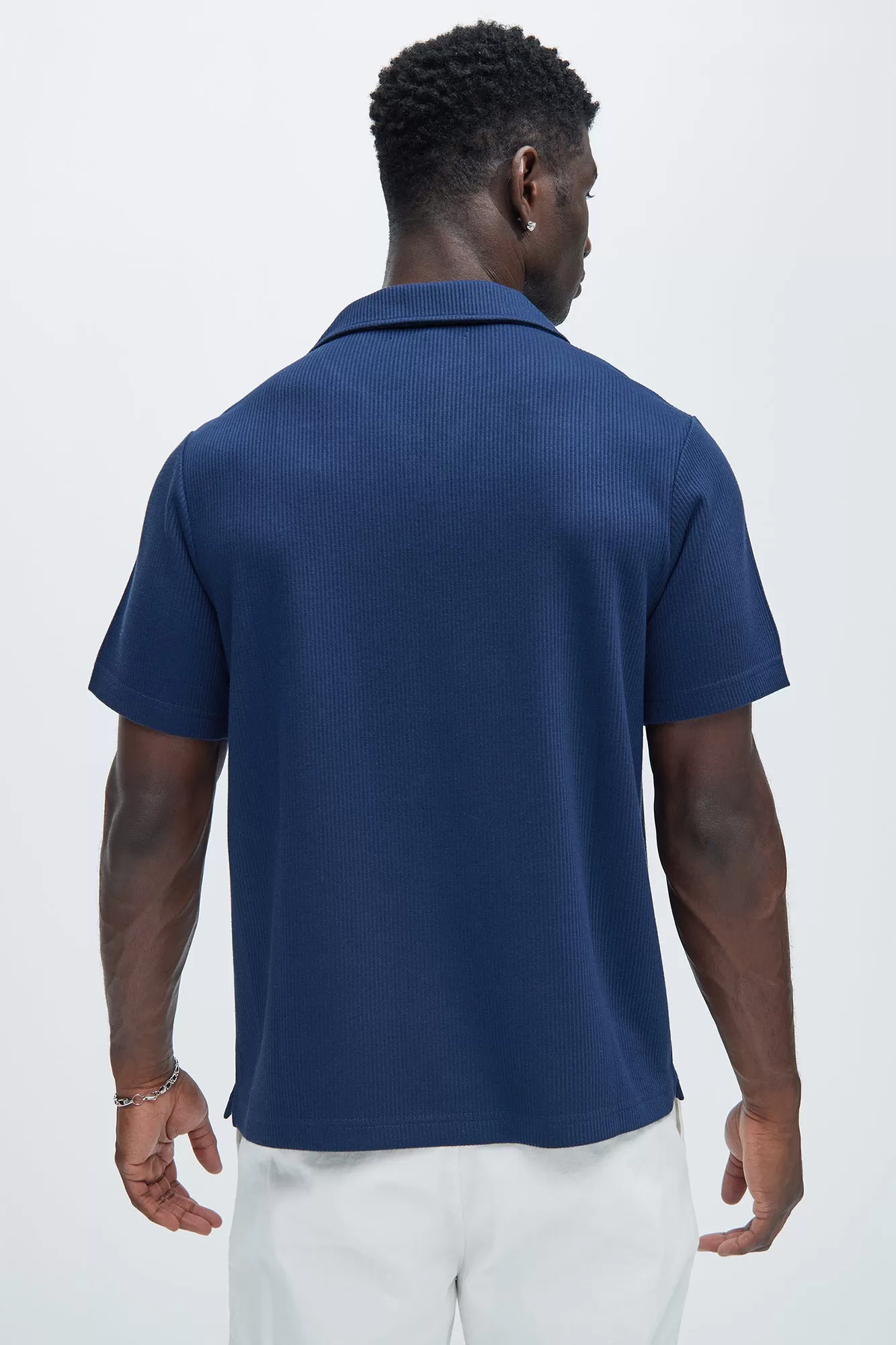 Kalel Textured Short Sleeve Polo - Navy