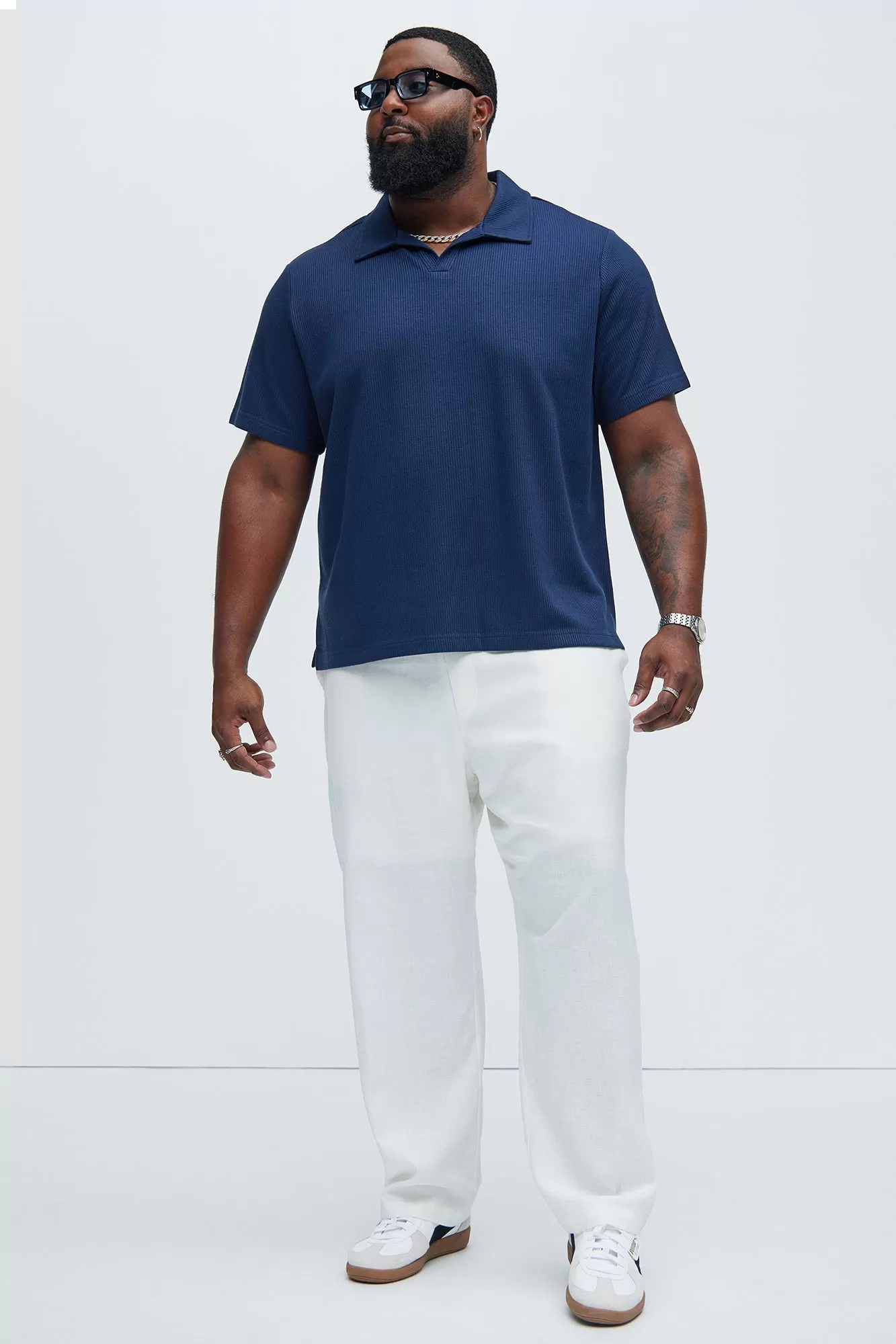 Kalel Textured Short Sleeve Polo - Navy