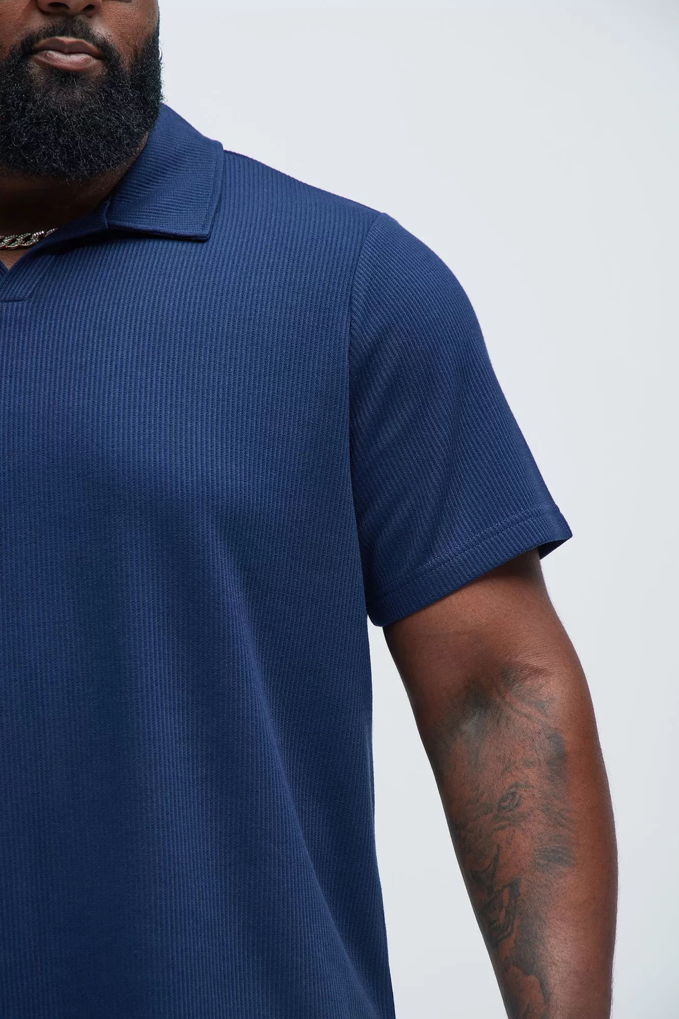 Kalel Textured Short Sleeve Polo - Navy