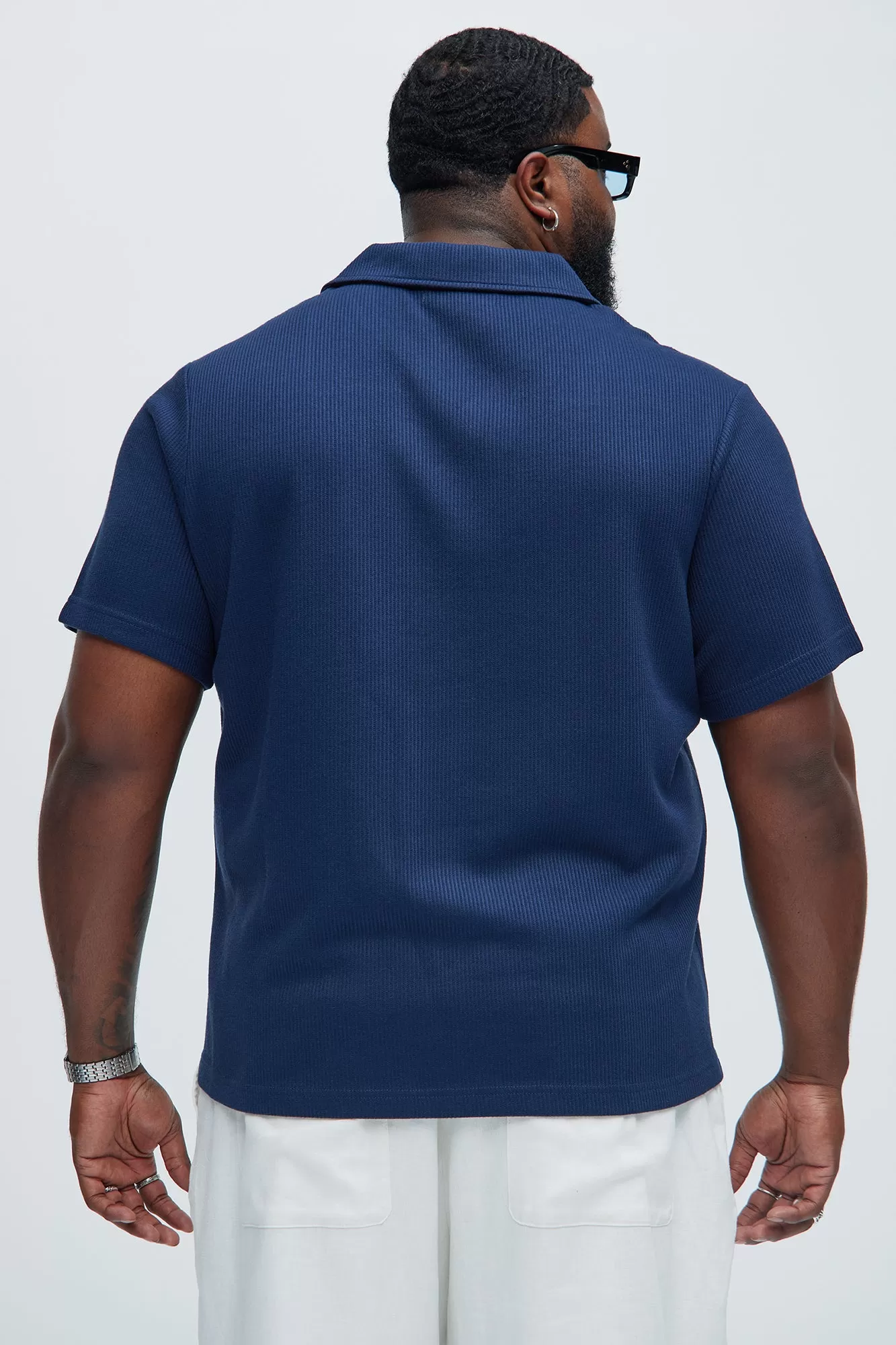 Kalel Textured Short Sleeve Polo - Navy