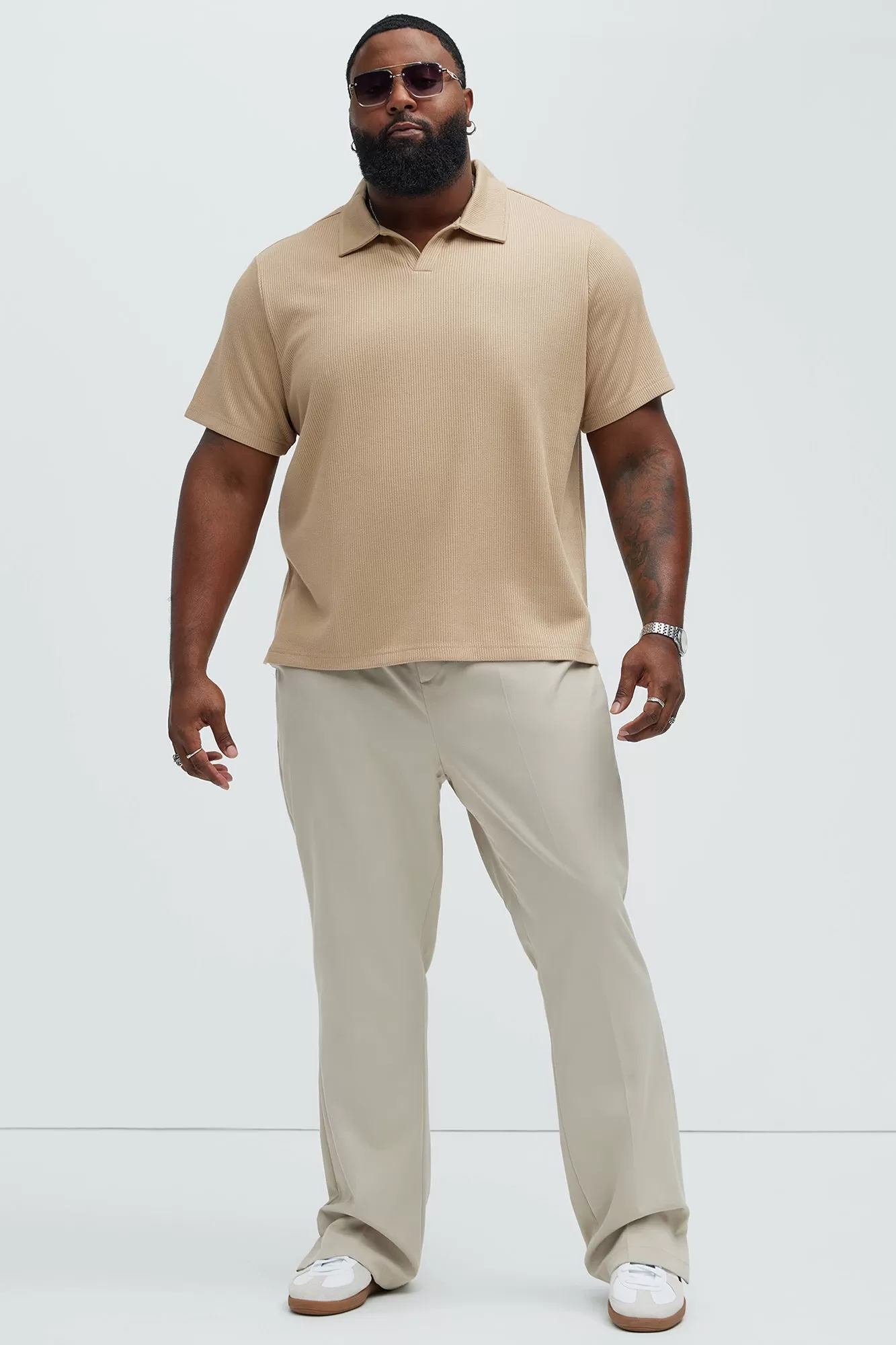 Kalel Textured Short Sleeve Polo - Tan