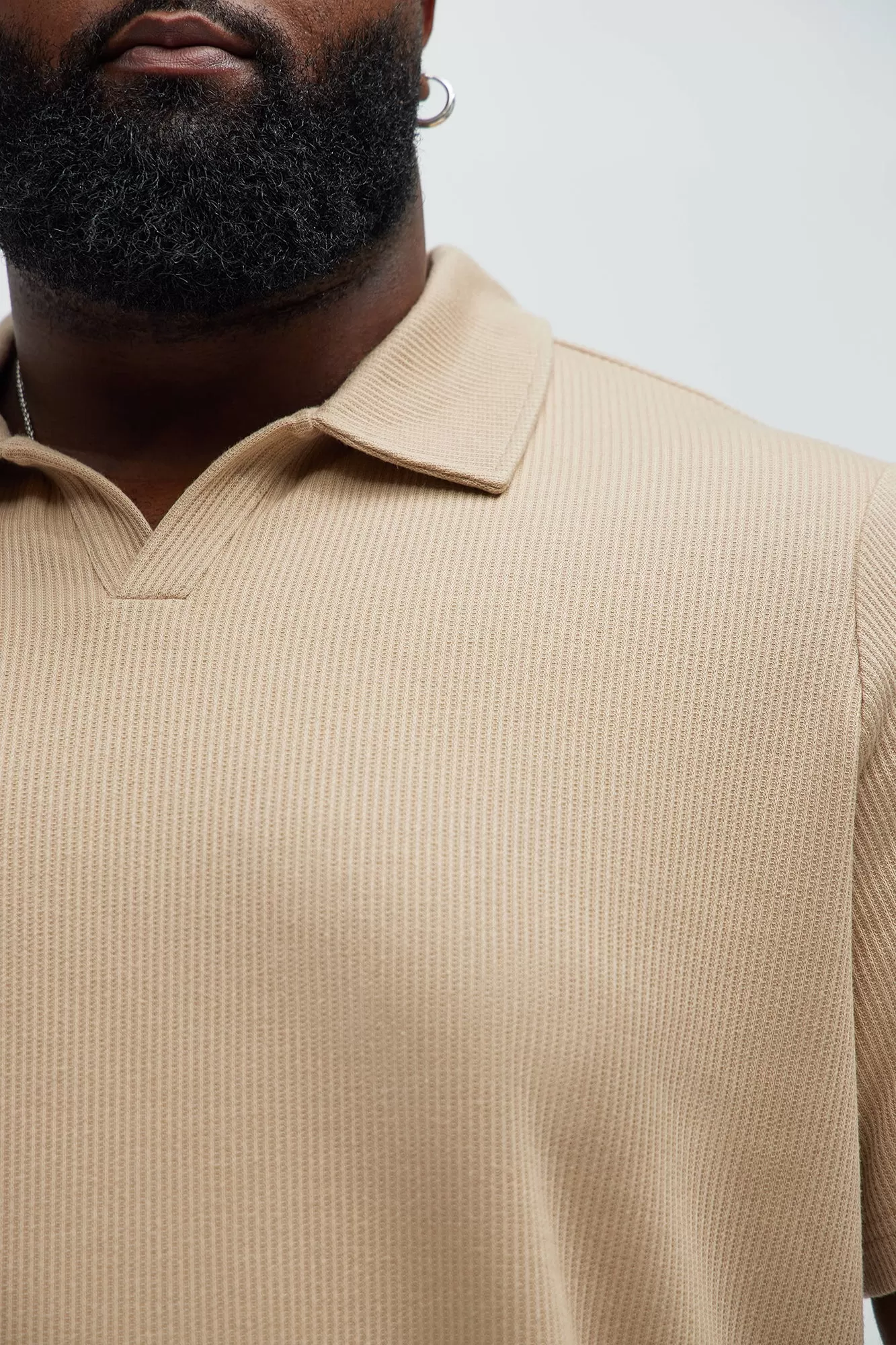 Kalel Textured Short Sleeve Polo - Tan