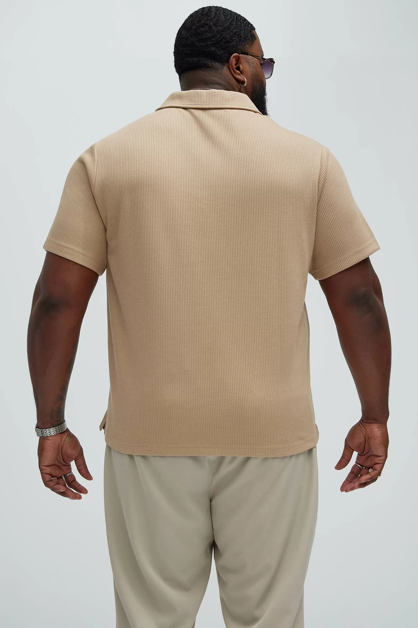 Kalel Textured Short Sleeve Polo - Tan