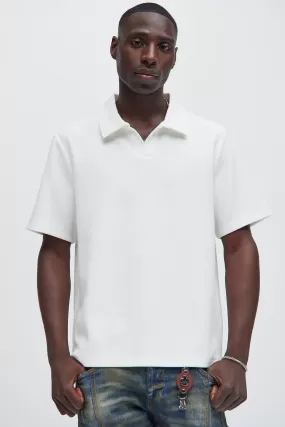 Kamryn Textured Short Sleeve Polo - Off White