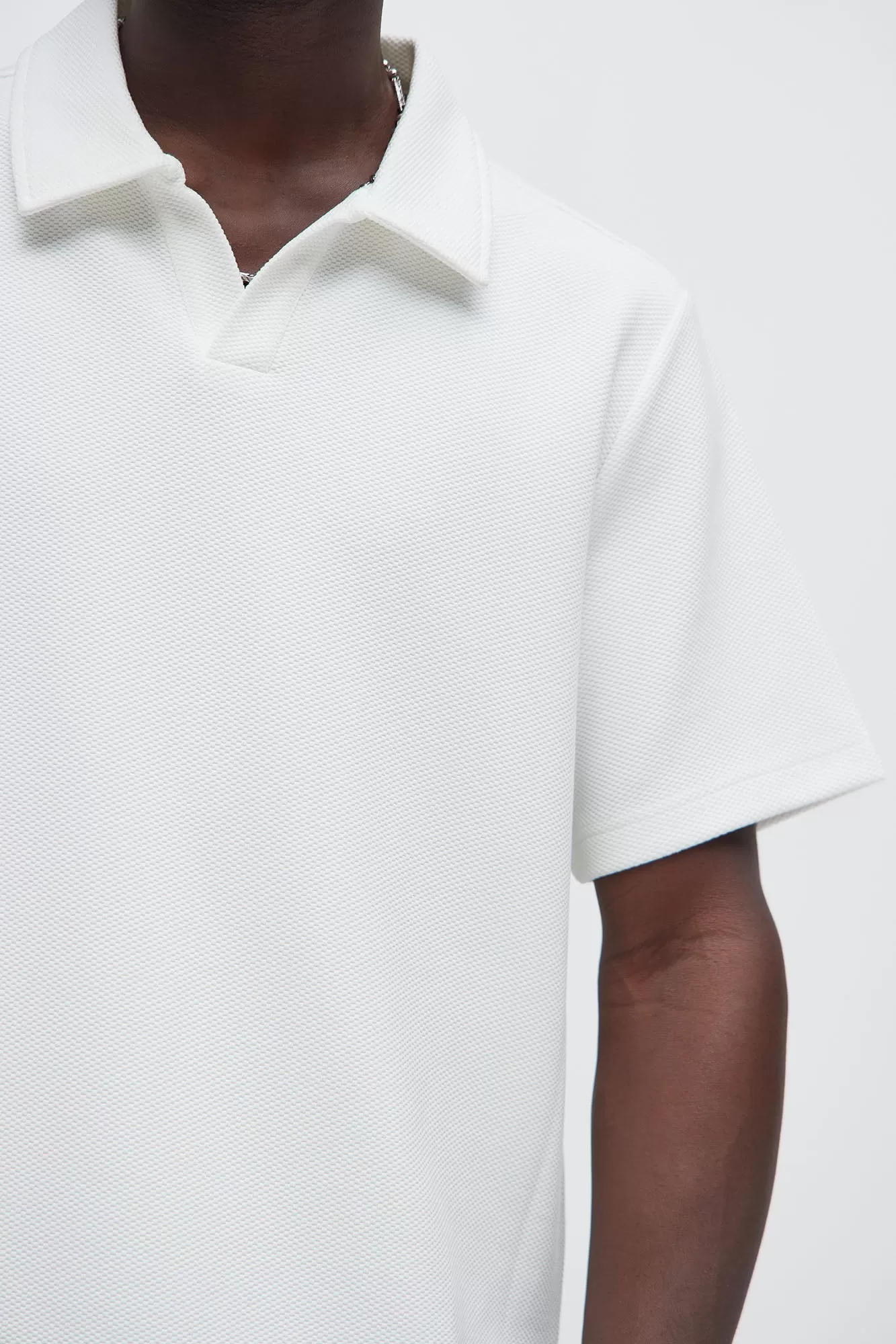 Kamryn Textured Short Sleeve Polo - Off White