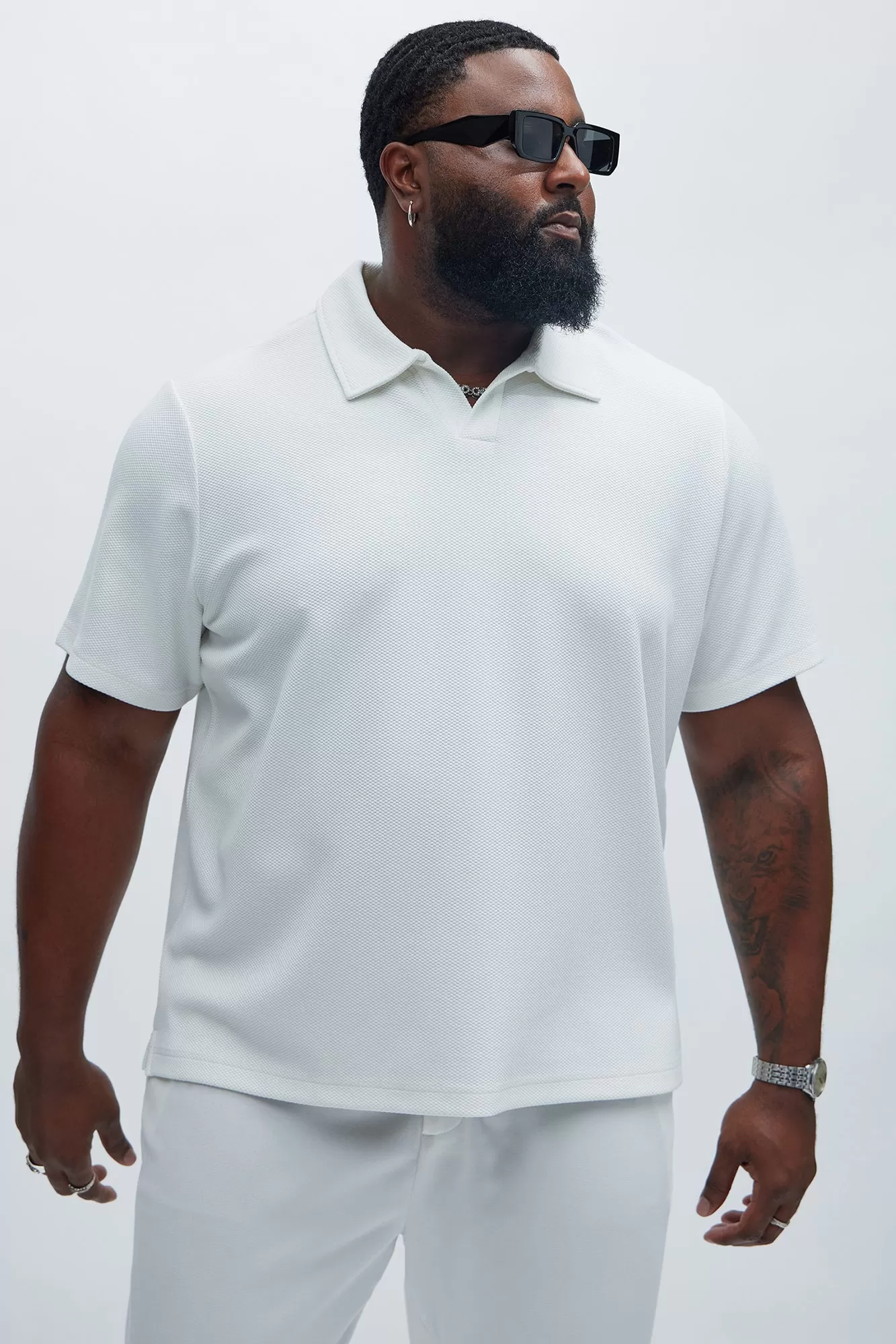 Kamryn Textured Short Sleeve Polo - Off White