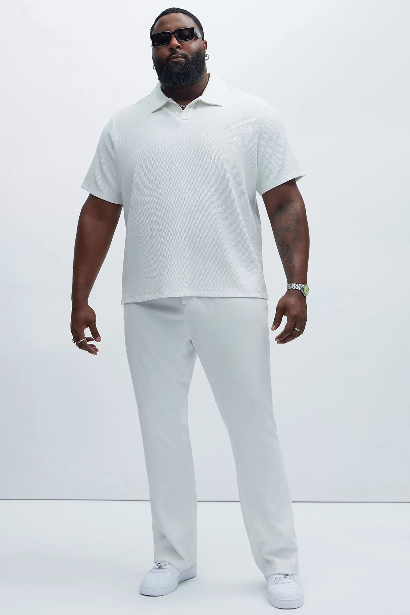 Kamryn Textured Short Sleeve Polo - Off White