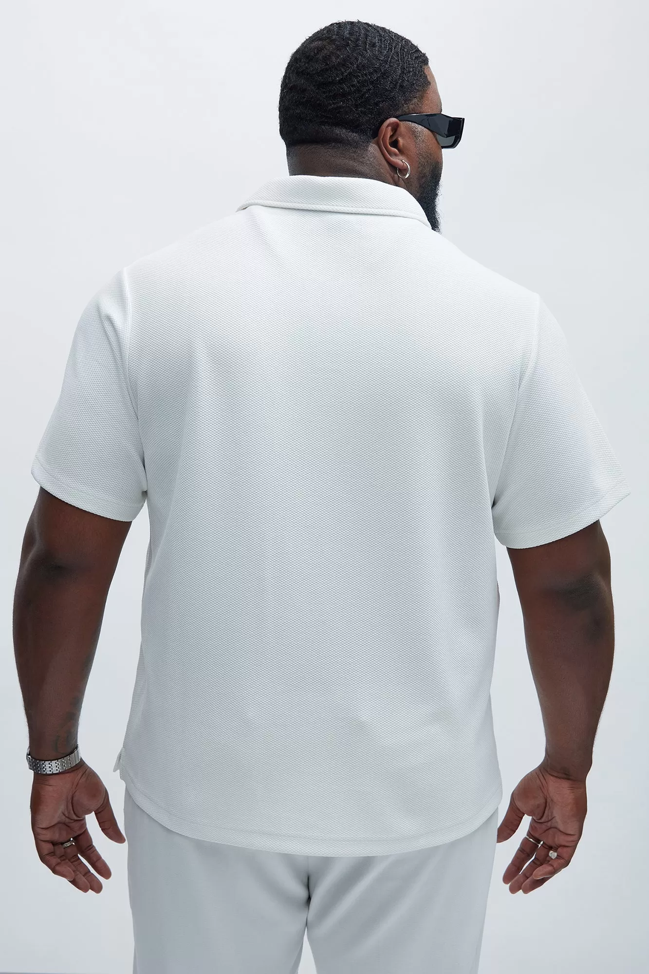 Kamryn Textured Short Sleeve Polo - Off White