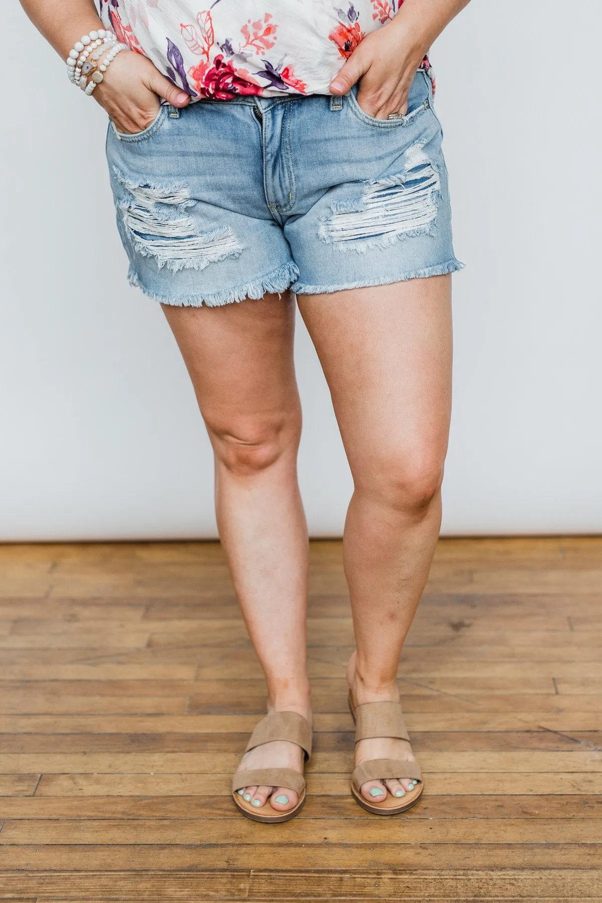 KanCan Distressed Shorts- Stacey Wash