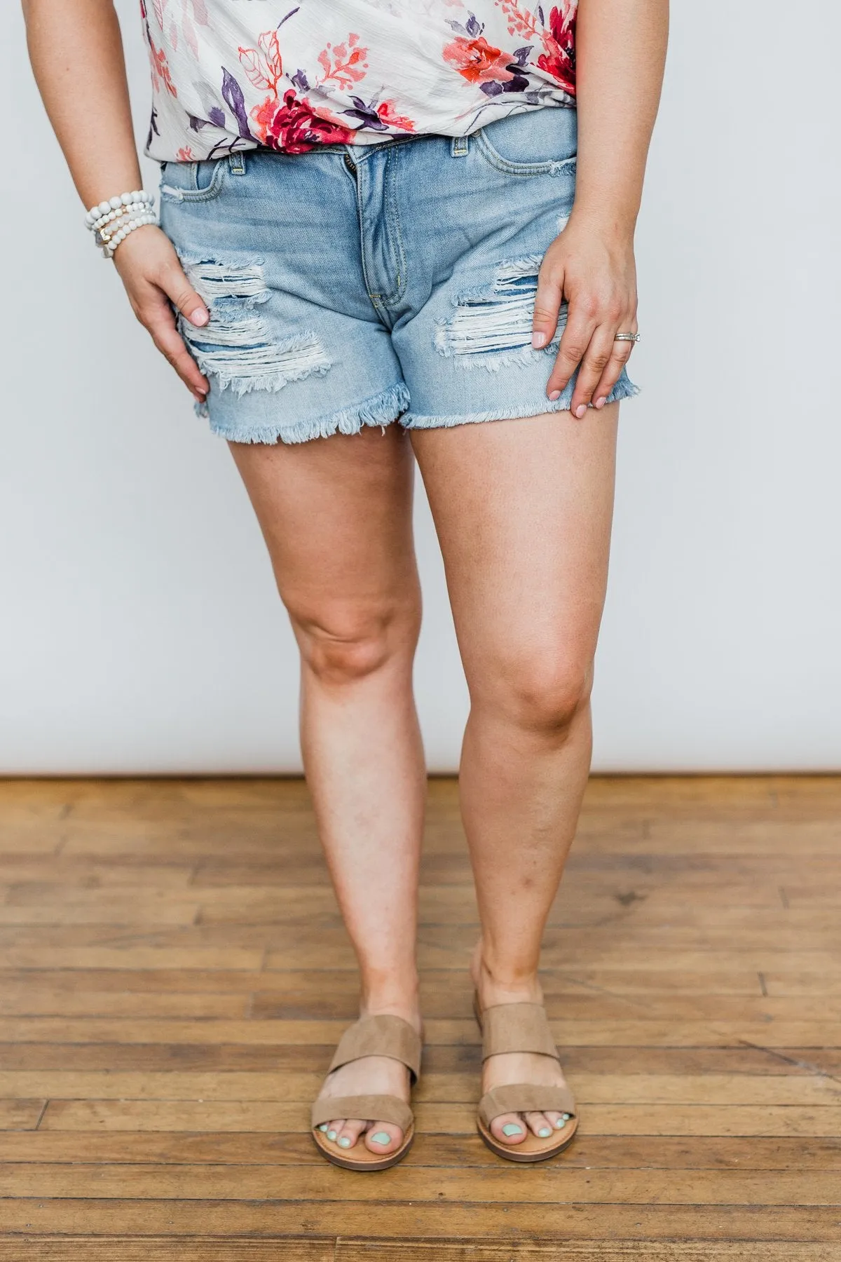 KanCan Distressed Shorts- Stacey Wash