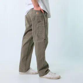 Khaki Green 90s Carhartt Denim Carpenter Baggy Jeans Pants (40x32)