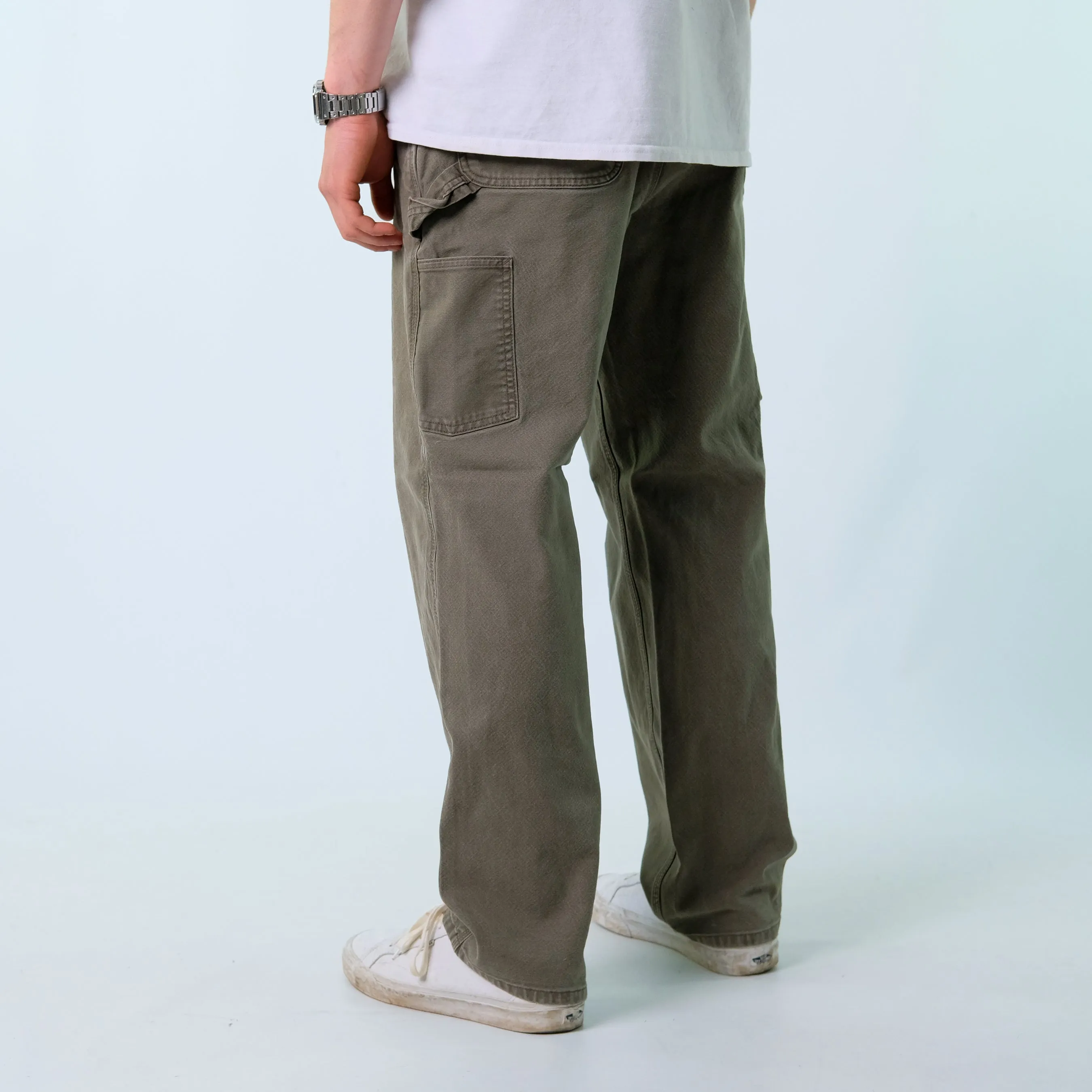 Khaki Green 90s Carhartt Denim Carpenter Baggy Jeans Pants (40x32)