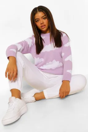 Knitted Cloud Design Sweater