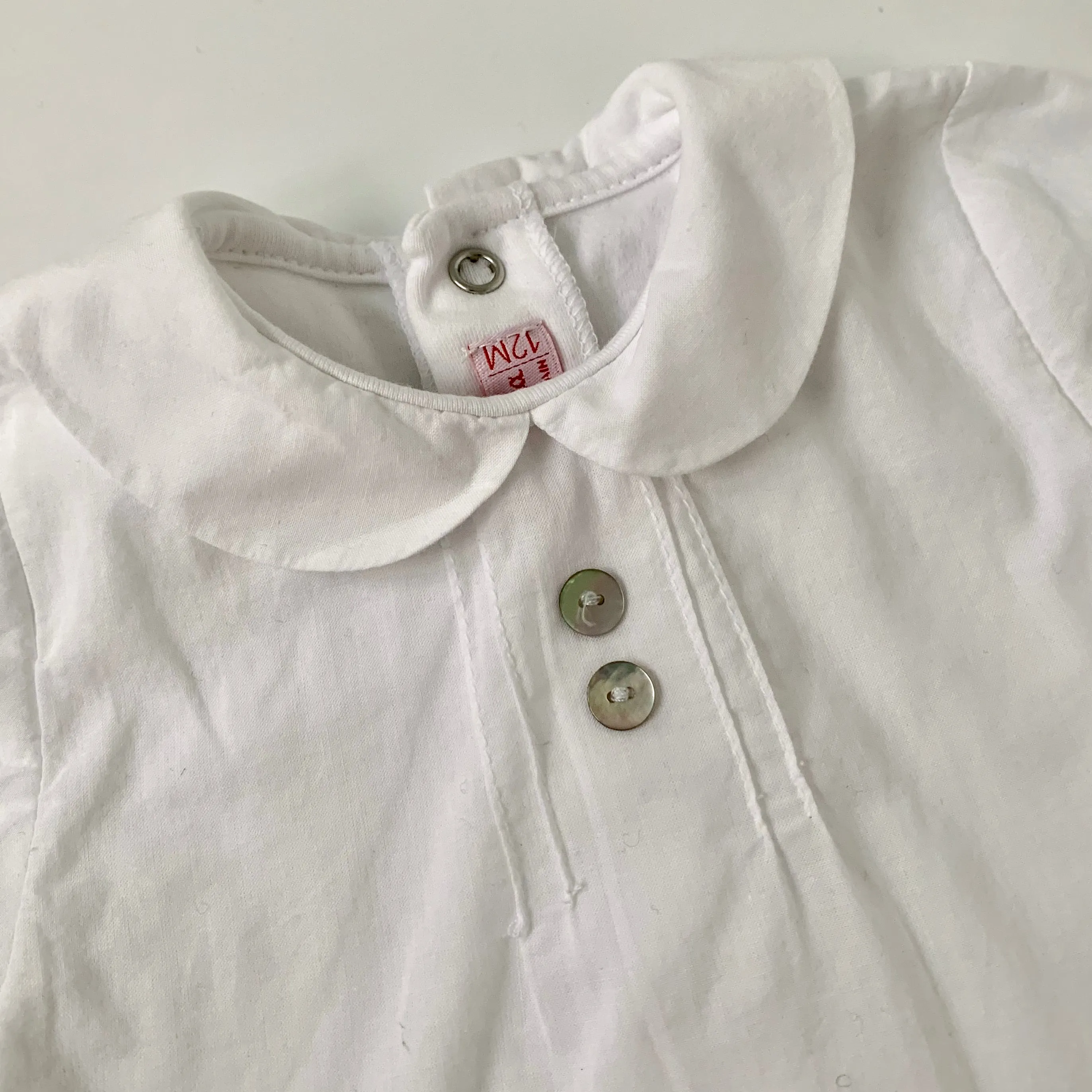 La Coqueta White Cotton Bodysuit: 12 Months