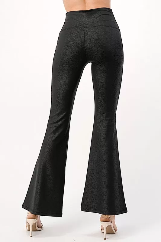 Leather Bell Bottom Leggings