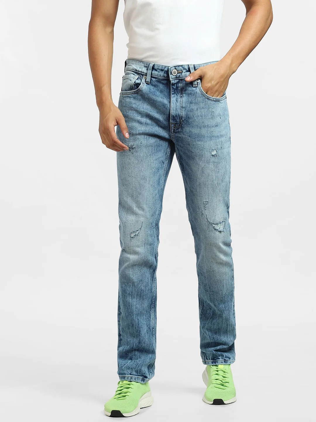 Light Blue Low Rise Distressed Glenn Slim Jeans