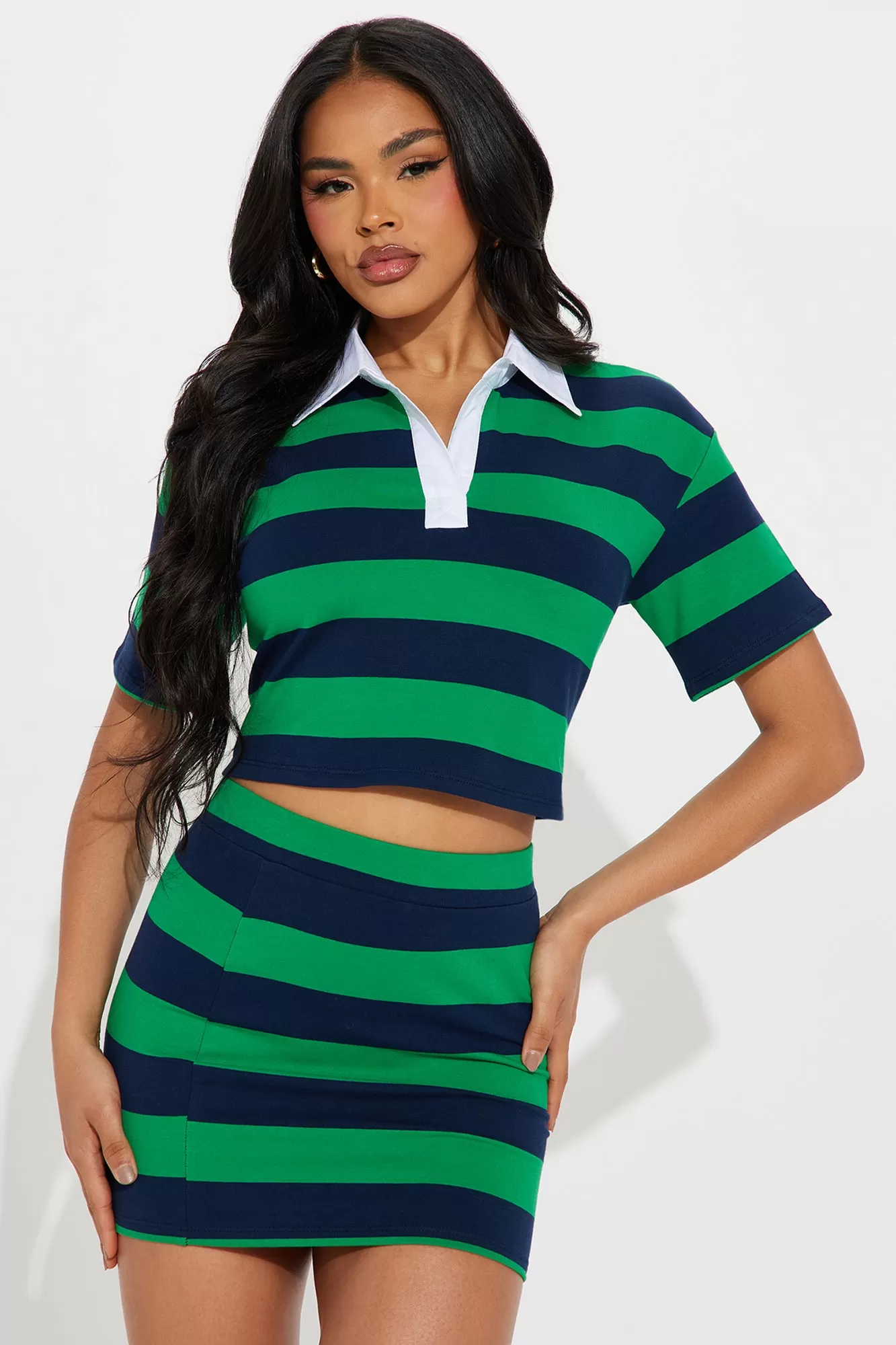 Lindsay Striped Skirt Set - Hunter